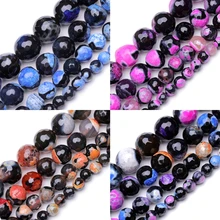 Natural Jewelry Multicolor Faceted Fire Agates Stones Beads Round Loose Beads For Jewelry Making 15
