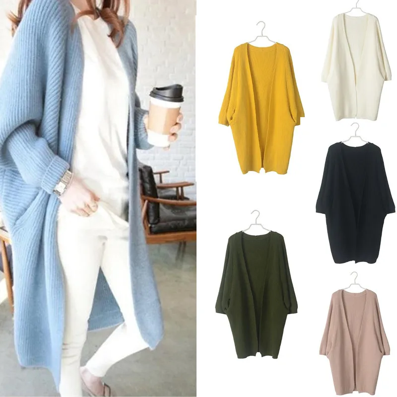 Long Cardigan Women Autumn Winter Batwing Sleeve Knitwear Large Size Knitted Sweater Cardigan Female Loose Sweater Cardigan 
Long Cardigan Women Autumn Winter Batwing Sleeve Knitwear Large Size Knitted Sweater Cardigan Female Loose Sweater Cardigan