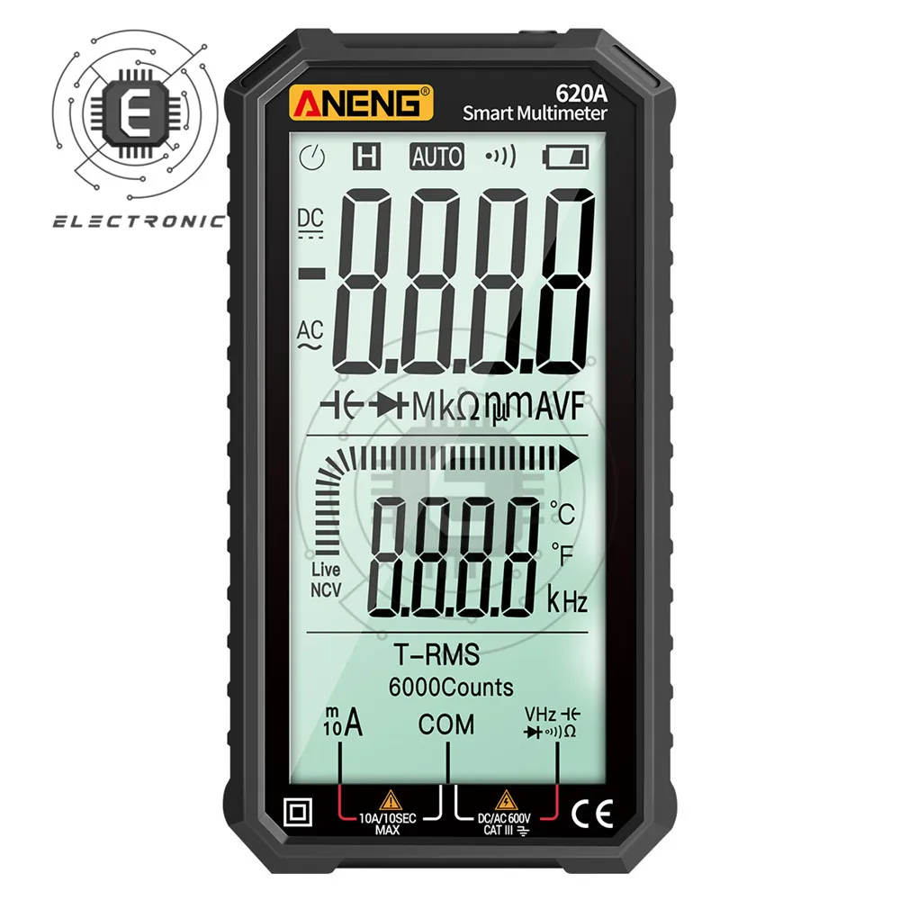 620A Ultra-thin Smart Multimeter Transistor Testers 6000 Counts True RMS Electrical Capacitance Meter Temp Resistance
620A Ultra-thin Smart Multimeter Transistor Testers 6000 Counts True RMS Electrical Capacitance Meter Temp Resistance