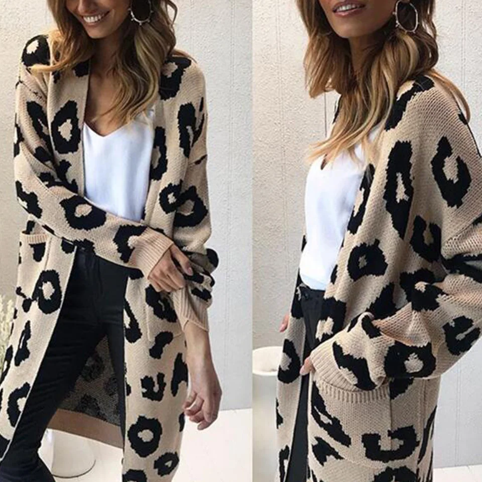 New Leopard Print Cardigan Pocket Casual Women Knitting Cardigan Long Sweater Coat Gilet Femme Manche Longue Long Sleeve Sweater
New Leopard Print Cardigan Pocket Casual Women Knitting Cardigan Long Sweater Coat Gilet Femme Manche Longue Long Sleeve Sweater