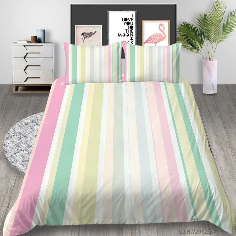 

Home Textile 3D Duvet Cover King Queen Size Comforter Sets Multicolored Stripes Printing Bedding Set Dropship