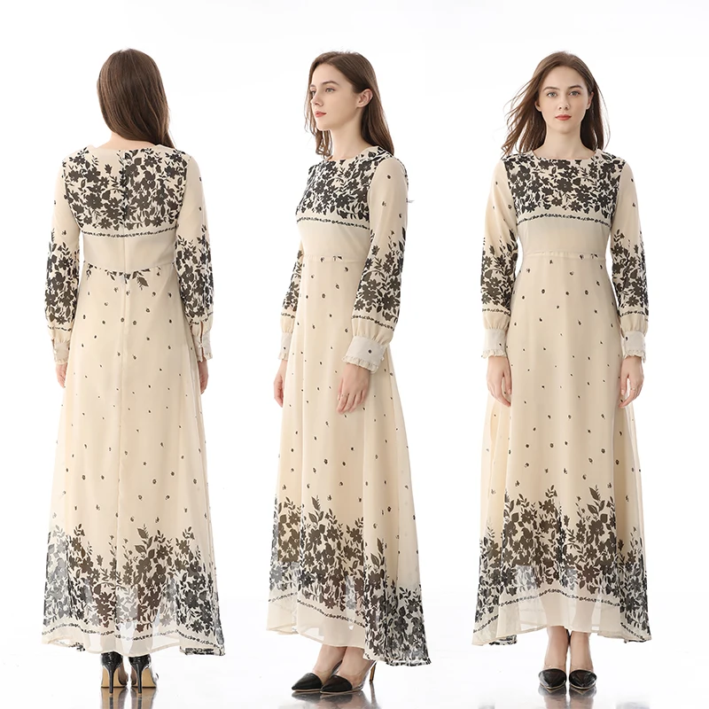 Houthion Muslim Long Dresses Plus Size Women's Maxi Dress Retro Robe Long Sleeve Printing O-Neck Bohemian Ankle-Length
Houthion Muslim Long Dresses Plus Size Women's Maxi Dress Retro Robe Long Sleeve Printing O-Neck Bohemian Ankle-Length