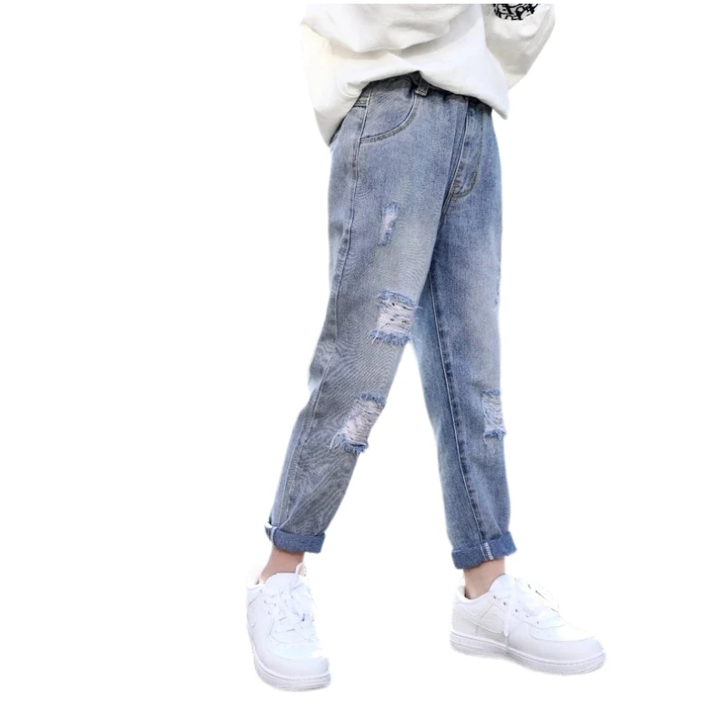 Jeans For Girls Spring Autumn Casual Solid cotton Wide Leg Pants Kids Ripped Hole Loose Trousers 6 8 10 12 14 Year Girl Clothes
Jeans For Girls Spring Autumn Casual Solid cotton Wide Leg Pants Kids Ripped Hole Loose Trousers 6 8 10 12 14 Year Girl Clothes