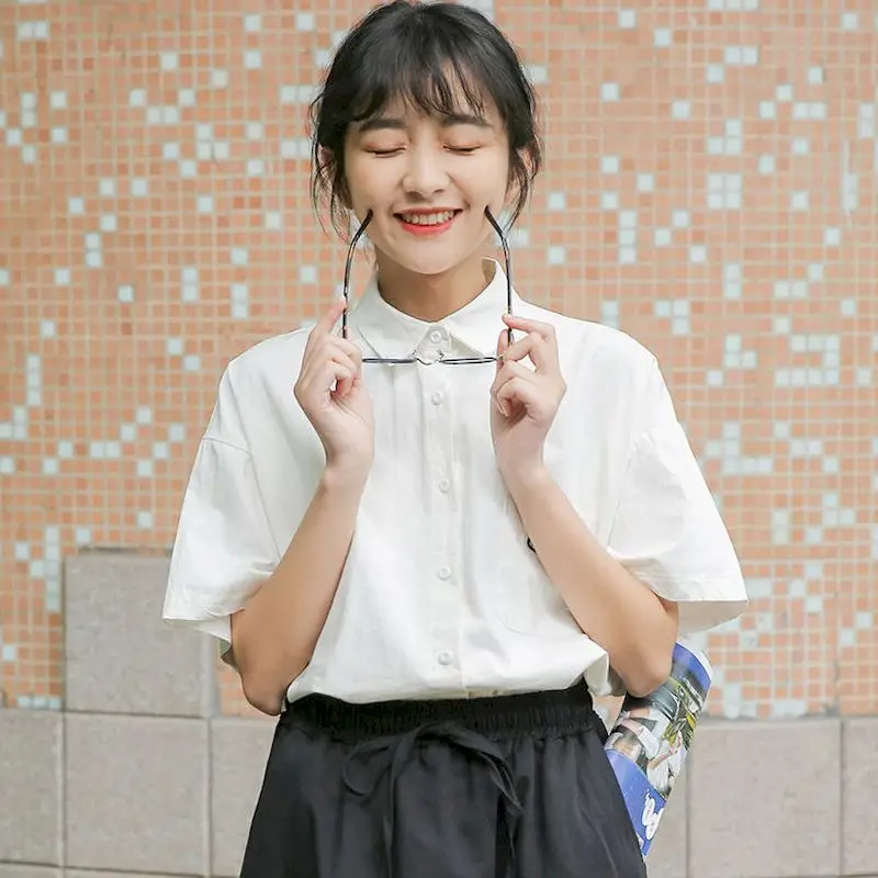 2021 Spring White Short-sleeved Shirt Female Student Preppy Style Loose Japanese Polo Vintage Plus Size Women Clothing Blouse
2021 Spring White Short-sleeved Shirt Female Student Preppy Style Loose Japanese Polo Vintage Plus Size Women Clothing Blouse