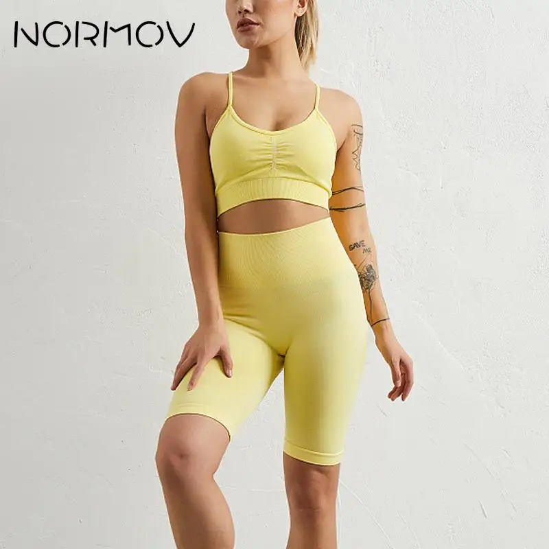 NORMOV Women Seamless Yoga Sports Sets Fitness Sport Bra High Waist Fitness Shorts Gym Set Workout Running Sportswear
NORMOV Women Seamless Yoga Sports Sets Fitness Sport Bra High Waist Fitness Shorts Gym Set Workout Running Sportswear