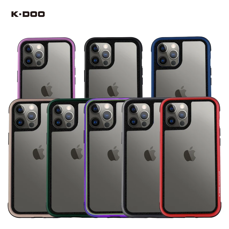 

K-DOO Ares Anti-Broken Mobile Back Cover Shockproof 3M Metal Frame Clear Backplate Super Case For Iphone12/12pro/12mini/12promax