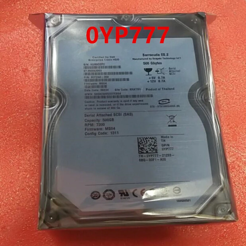 

Almost New Original HDD For Dell 500GB 3.5" SAS 6 Gb/s 32MB 7200RPM For Internal Hard Disk For Server HDD For ST3500620SS 0YP777