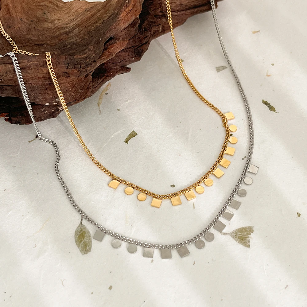 Monlansher Geometric Small Square Round Slices Necklace Layered Titanium Steel Chain Necklaces French Vintage Necklaces Jewelry
Monlansher Geometric Small Square Round Slices Necklace Layered Titanium Steel Chain Necklaces French Vintage Necklaces Jewelry