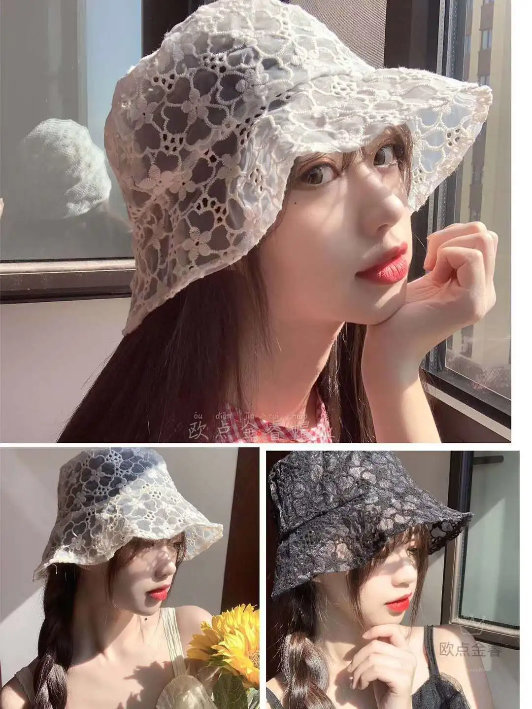 New Lace Flower Hollow Bucket Hats For Women Girls 2021 Fashion Black Soft Wide Brim Sun Hat Floppy Summer Female Fisherman hat 
New Lace Flower Hollow Bucket Hats For Women Girls 2021 Fashion Black Soft Wide Brim Sun Hat Floppy Summer Female Fisherman hat
