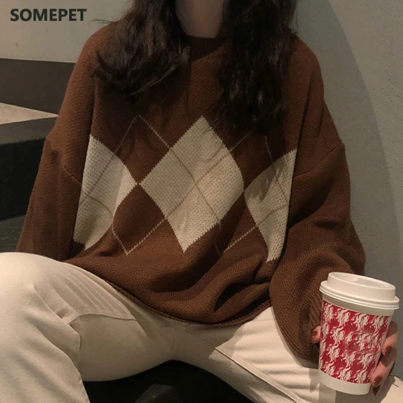 Women Knitted Sweater Fashion Oversized Pullovers Ladies Winter Loose Sweater Korean College Style Women Jumper Sueter Mujer
Women Knitted Sweater Fashion Oversized Pullovers Ladies Winter Loose Sweater Korean College Style Women Jumper Sueter Mujer
