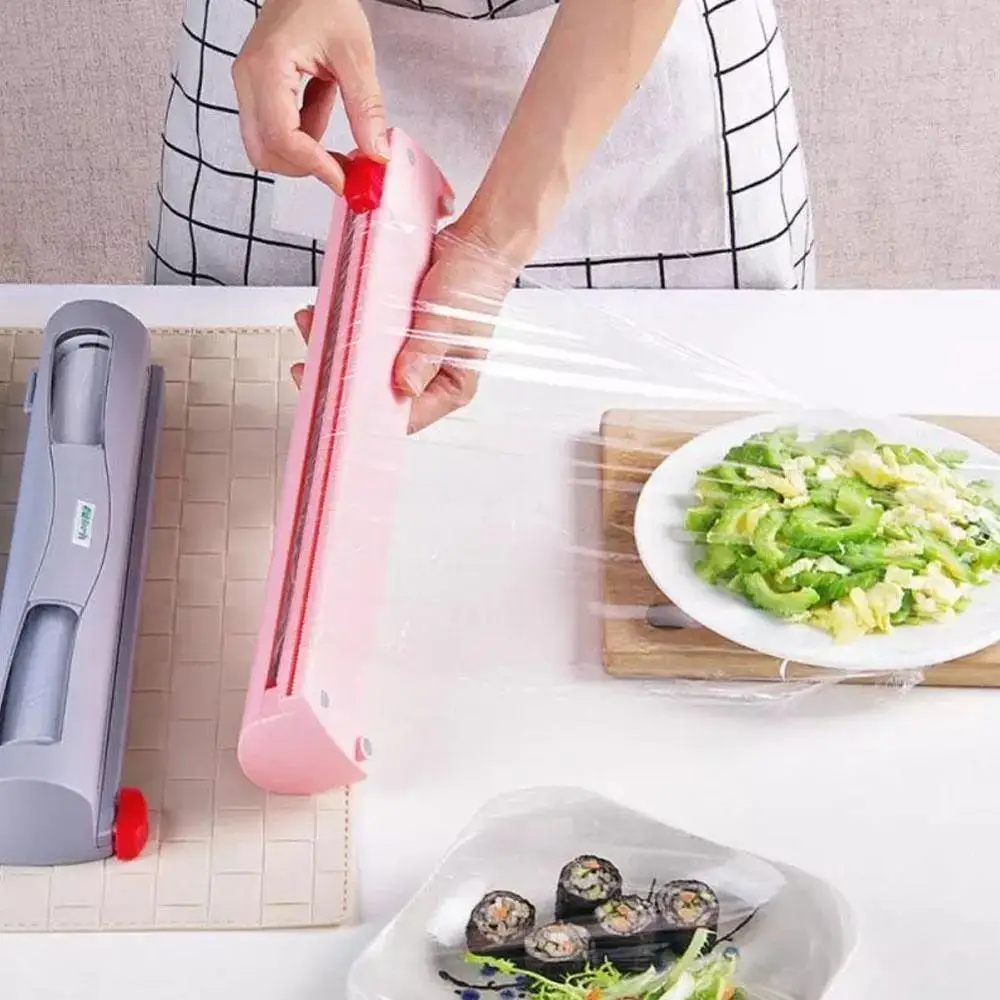 3 Colors Plastic Film Wrap Cling Dispenser Household Kitchen Cling Cutting Box Kitchen Food Preservation Film Storage Holder
3 Colors Plastic Film Wrap Cling Dispenser Household Kitchen Cling Cutting Box Kitchen Food Preservation Film Storage Holder