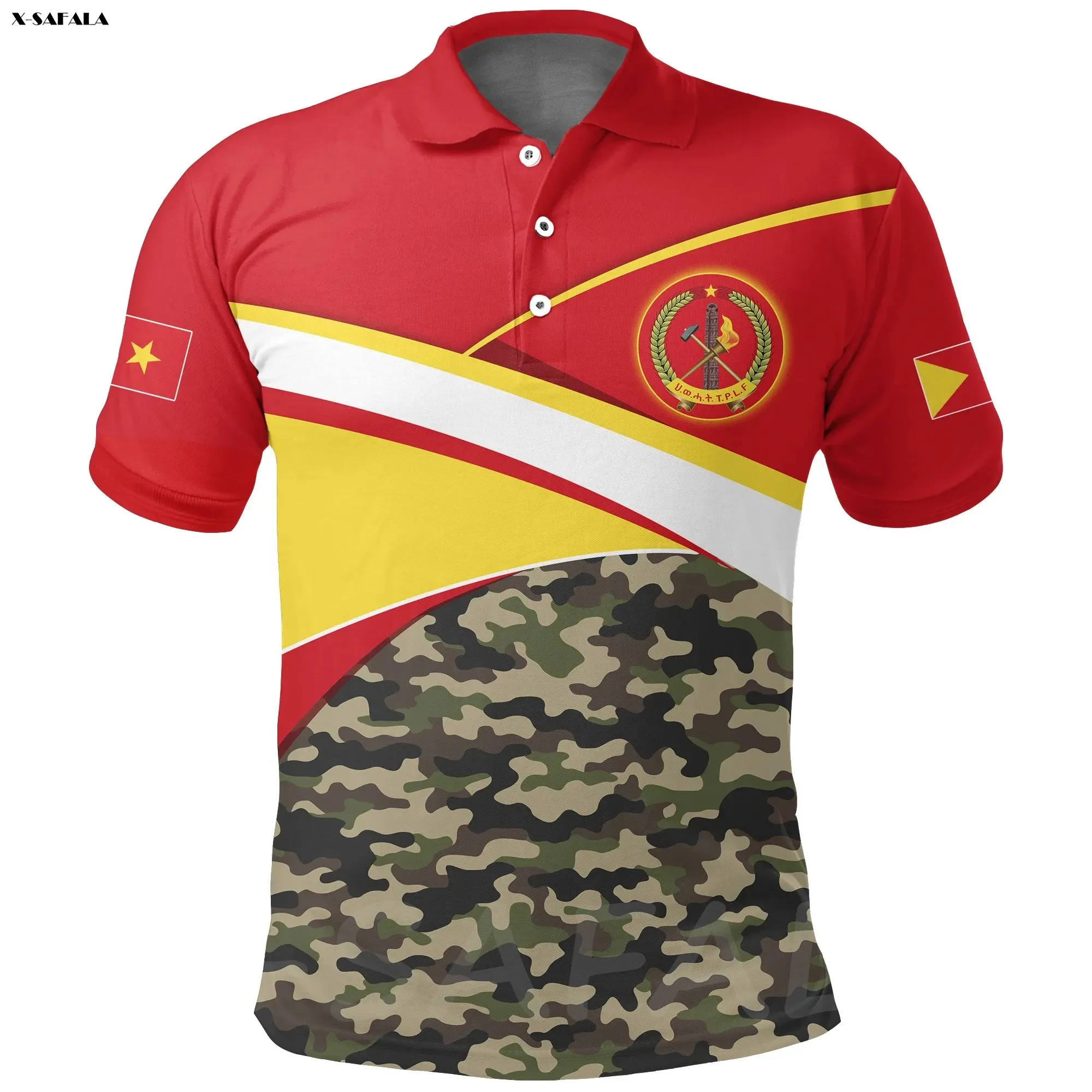 Africa Tigray Camo Flag Map 3D Printed High Quality New Polyester Fiber Men Female Collar Polo Shirt Tee Tops Anti Shrink 
Africa Tigray Camo Flag Map 3D Printed High Quality New Polyester Fiber Men Female Collar Polo Shirt Tee Tops Anti Shrink