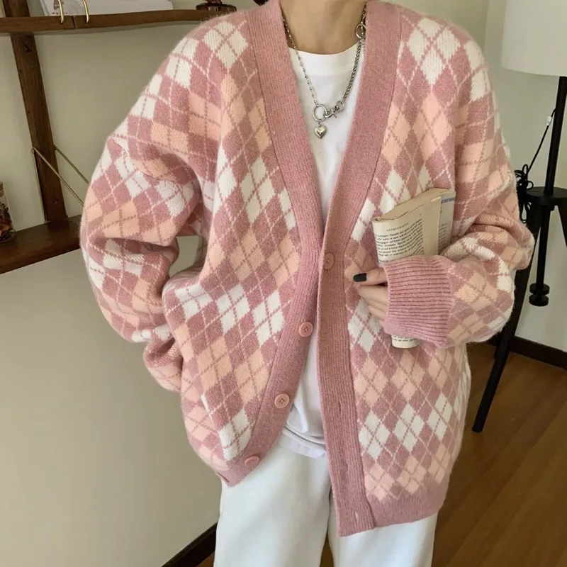 SHZQ женские кардиганы с длинным рукавом, вязаный свитер с узором ромбиками, женский корейский розовый жилет, свитера, женские джемперы, карди...
SHZQ женские кардиганы с длинным рукавом, вязаный свитер с узором ромбиками, женский корейский розовый жилет, свитера, женские джемперы, карди...