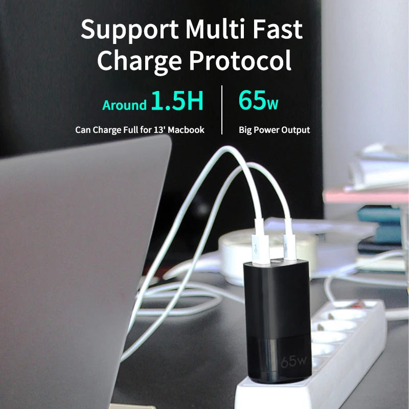 GaN Charger 65W PD Type C Charger Quick Charge QC4.0 Dual USB C Ports Phone Adapter for Samsung S20 Tablet Macbook Pro Notebbook
GaN Charger 65W PD Type C Charger Quick Charge QC4.0 Dual USB C Ports Phone Adapter for Samsung S20 Tablet Macbook Pro Notebbook