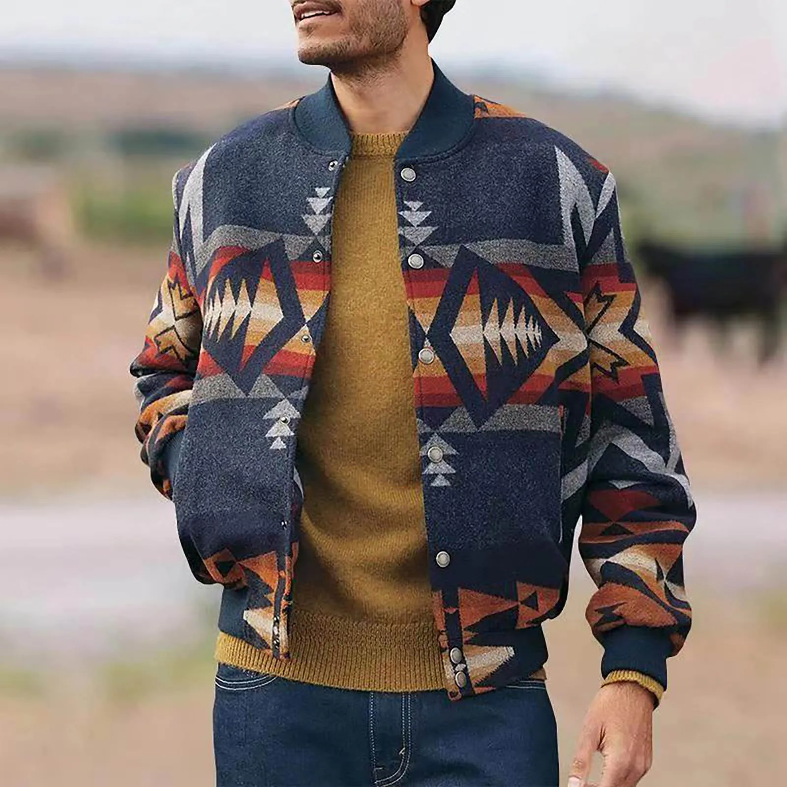 Fashion Men's Jackets Vintage Printed Long Sleeve Jackets For Men Outwear Button Up O-Neck Jackets With Pockets chaquetas hombre
Fashion Men's Jackets Vintage Printed Long Sleeve Jackets For Men Outwear Button Up O-Neck Jackets With Pockets chaquetas hombre