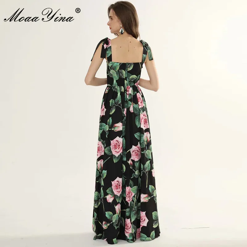MoaaYina Fashion Designer dress Summer Women's Dress Rose Floral Print Vacation Bohemia Maxi Dresses
MoaaYina Fashion Designer dress Summer Women's Dress Rose Floral Print Vacation Bohemia Maxi Dresses