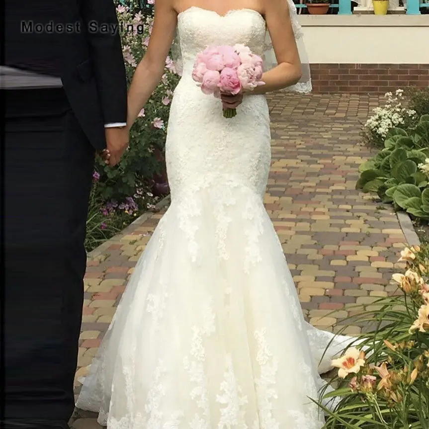 Sexy Ivory Mermaid Lace Garden Wedding Dresses 2020 Spring Formal Women Sweetheart Bridal Gowns Custom Made Tulle robe de mariee
Sexy Ivory Mermaid Lace Garden Wedding Dresses 2020 Spring Formal Women Sweetheart Bridal Gowns Custom Made Tulle robe de mariee