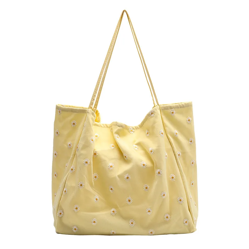 Little Daisy Embroidery Organza Cover Canvas Tote Bag Teenager Summer Candy Color Yellow Handbag Female Korean Top-handle Bag
Little Daisy Embroidery Organza Cover Canvas Tote Bag Teenager Summer Candy Color Yellow Handbag Female Korean Top-handle Bag