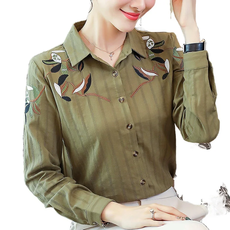 2021 spring fashion new women's POLO collar coat embroidered blouse cotton shirt women's clothing
2021 spring fashion new women's POLO collar coat embroidered blouse cotton shirt women's clothing