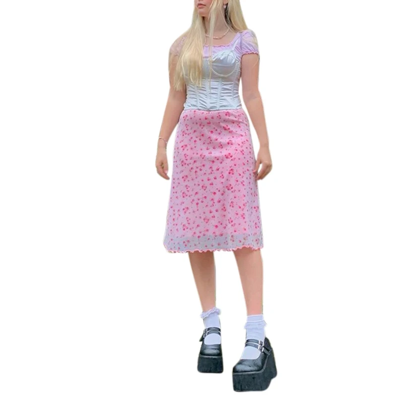 2021 new Women Summer High Waist Layered Mesh Midi Long Skirt Gothic Harajuku Pink Floral Print A-Line Calf Length Loose Kawaii
2021 new Women Summer High Waist Layered Mesh Midi Long Skirt Gothic Harajuku Pink Floral Print A-Line Calf Length Loose Kawaii