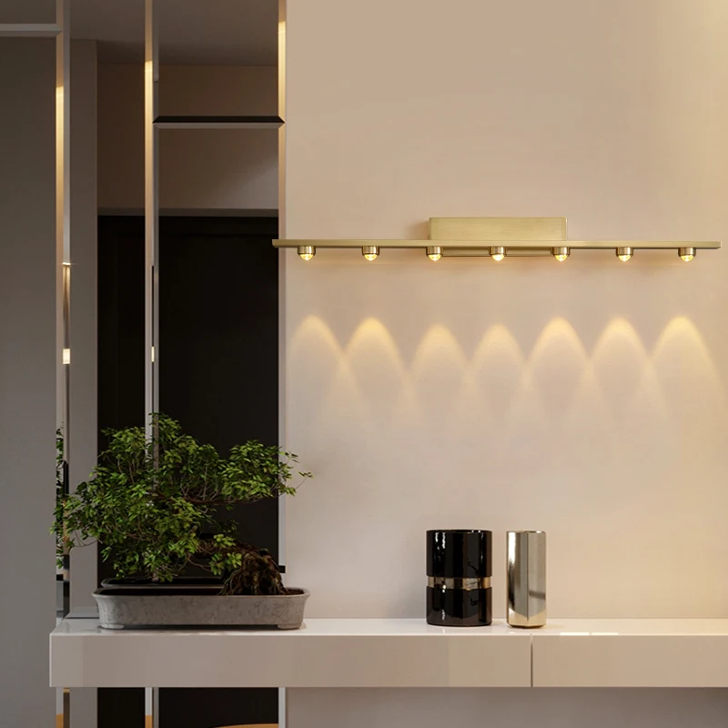 Long strip mirror front light bathroom cabinet light wash basin light toilet all copper light luxury European and American lamps
Long strip mirror front light bathroom cabinet light wash basin light toilet all copper light luxury European and American lamps
