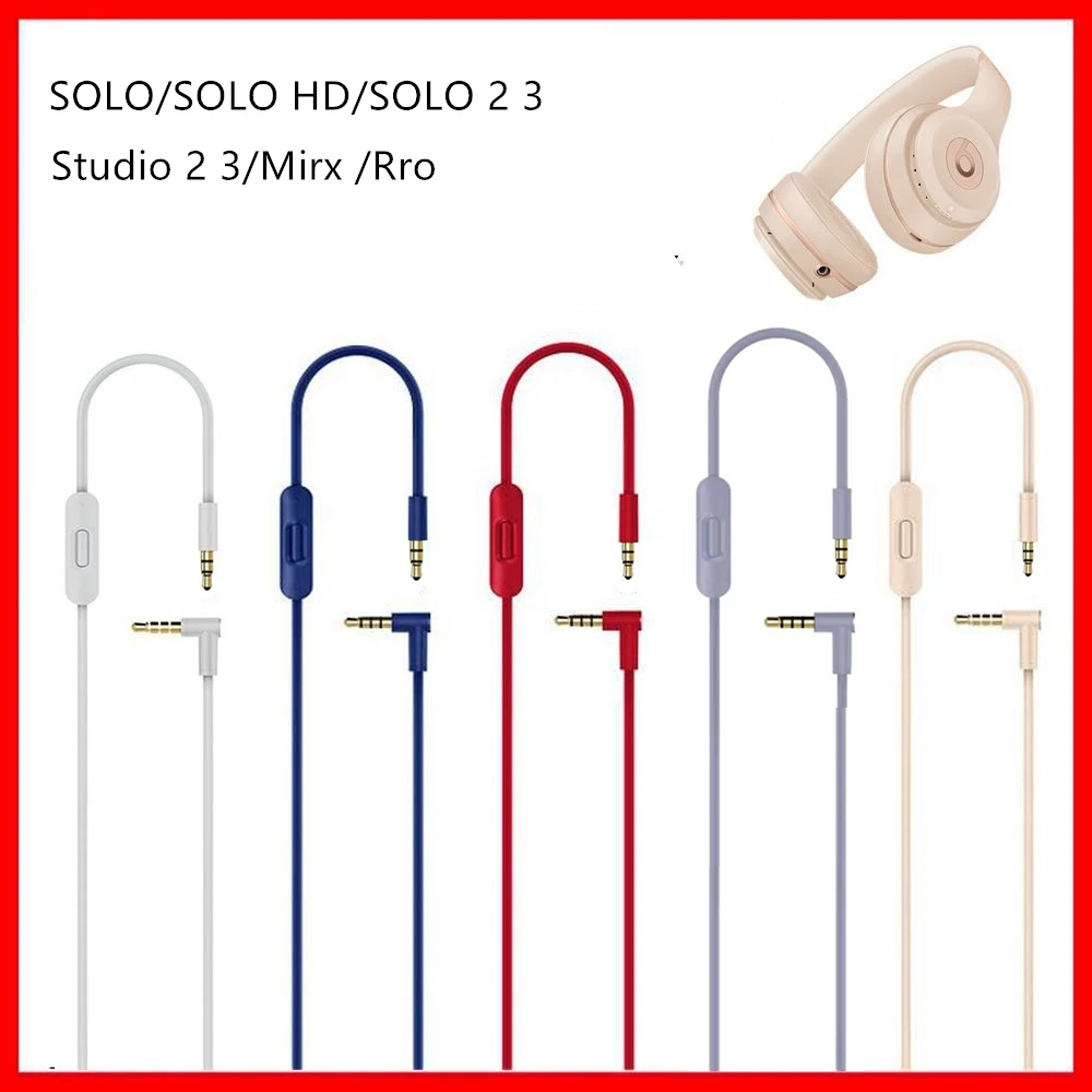 

3.5mm Cable For Beats Studio 3 Solo 2.0 Pro Built-in Remote Microphone Headset High Quality 2 Plugs Extension Audio Cable 140cm