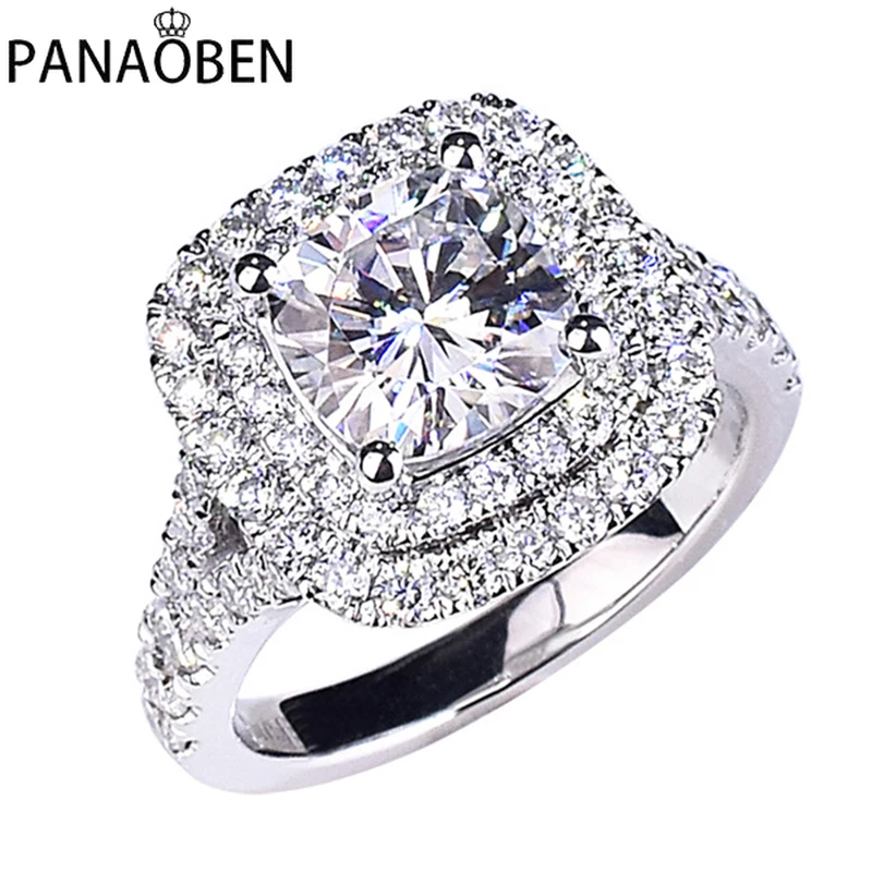 

Женское Сверкающее роскошное кольцо PANAOBEN из настоящего серебра S925 пробы, изысканная элегантность, обручальное, свадебное, вечернее, очаров...