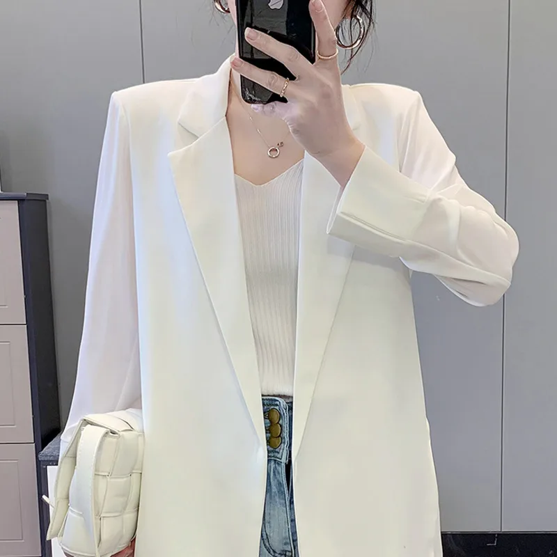 Chiffon Blazer Solid Color Elegant Jacket Autumn Office Women's Thin 2021 Spring And Summer New Korean White Suit Top
Chiffon Blazer Solid Color Elegant Jacket Autumn Office Women's Thin 2021 Spring And Summer New Korean White Suit Top