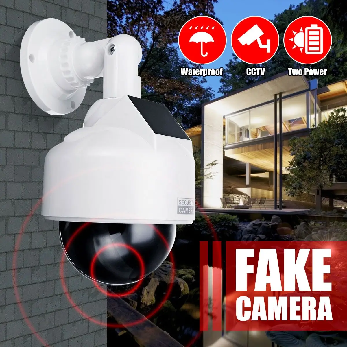 CCTV Dummy Camera Fake Solar Power Video Surveillance Outdoor Flashing Red LED Simulation Battery Security Dome Dummy Cam
CCTV Dummy Camera Fake Solar Power Video Surveillance Outdoor Flashing Red LED Simulation Battery Security Dome Dummy Cam