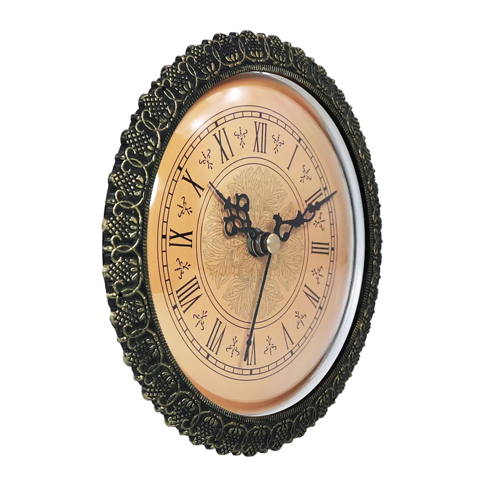 

Movement Clock Insert Silent Movement with Roman Numeral Plastic Bezel Retro Style Gold Dial Clock Mechanism Movement for Home