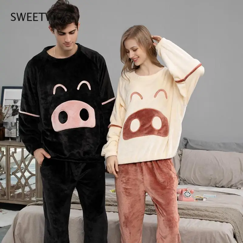 Winter Warm Women's Thickened Flannel Cartoon Couple Pajamas Suit Anime Printed Long-Sleeved Pajamas Top + Pants Home Set
Winter Warm Women's Thickened Flannel Cartoon Couple Pajamas Suit Anime Printed Long-Sleeved Pajamas Top + Pants Home Set
