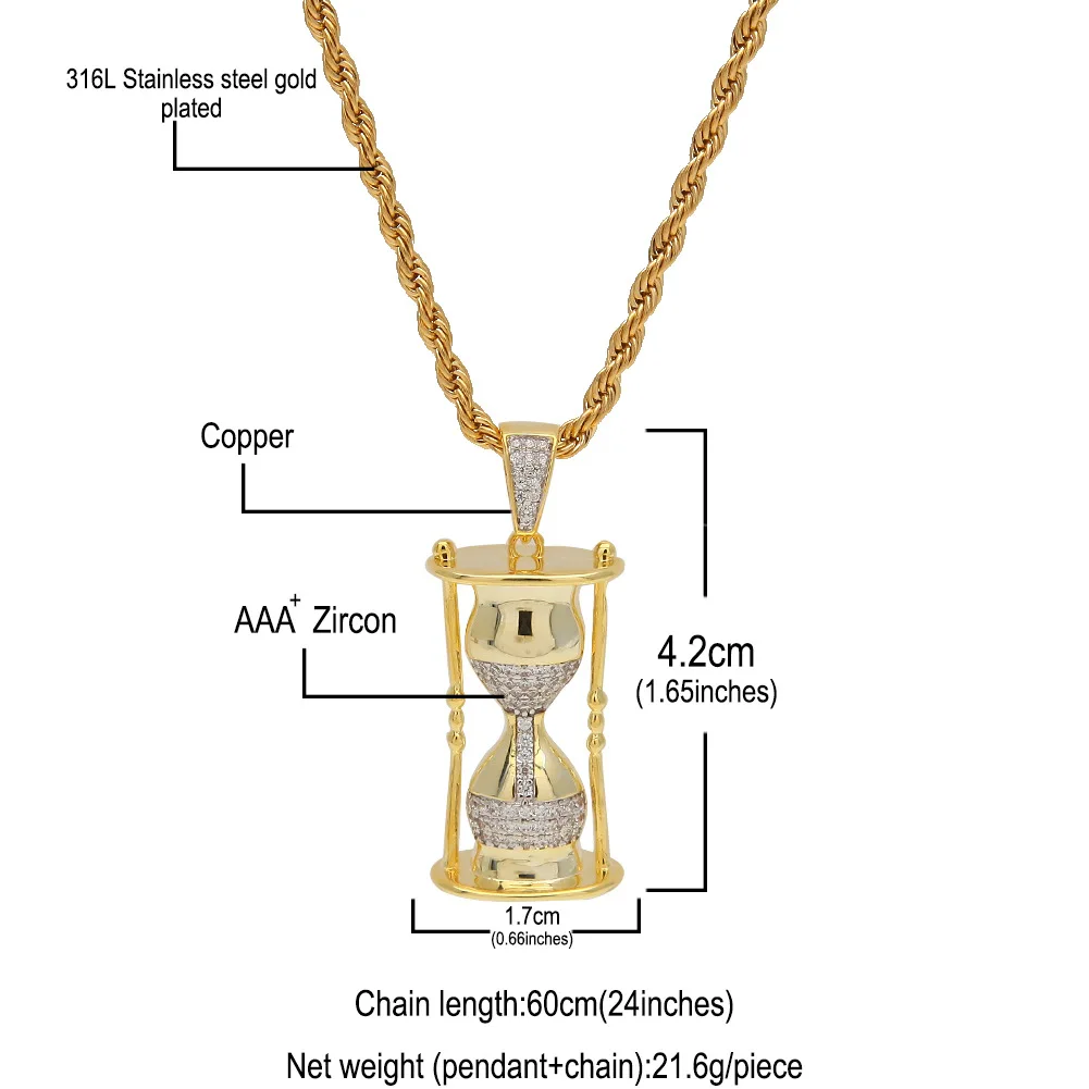 Stainless Steel Hourglasses Necklace Electroplating Zircon Pendant Xams Gift for Men Women H9
Stainless Steel Hourglasses Necklace Electroplating Zircon Pendant Xams Gift for Men Women H9