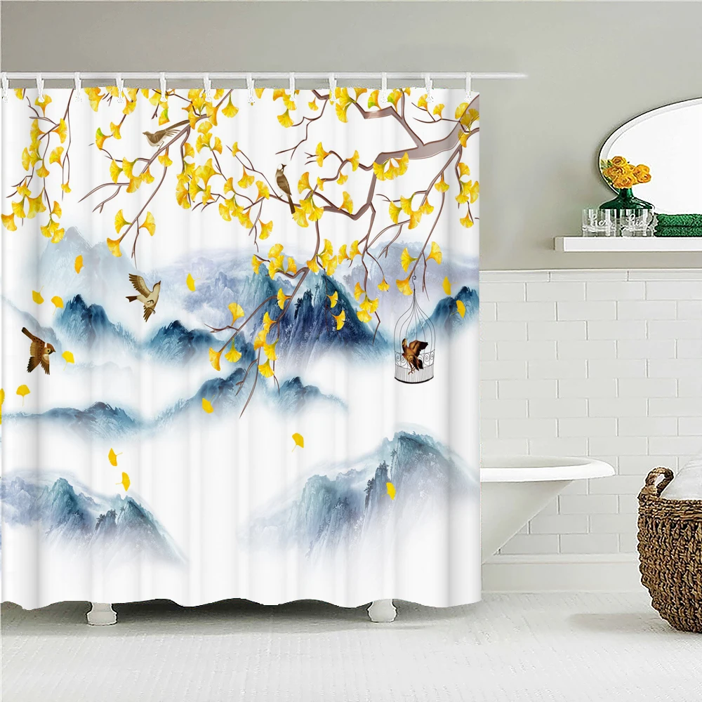 landscape Fabric Shower Curtain Bathroom Curtains Chinese style Ink Scenery Flowers Birds Waterproof Decor Bath Screen with Hook
landscape Fabric Shower Curtain Bathroom Curtains Chinese style Ink Scenery Flowers Birds Waterproof Decor Bath Screen with Hook