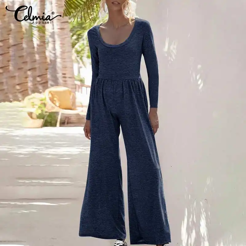 Women 2021 Autumn Knitted Jumpsuits Celmia Casual Solid Wide Leg Pants Long Sleeve High Waist Overalls Elastic Holiday Rompers
Women 2021 Autumn Knitted Jumpsuits Celmia Casual Solid Wide Leg Pants Long Sleeve High Waist Overalls Elastic Holiday Rompers