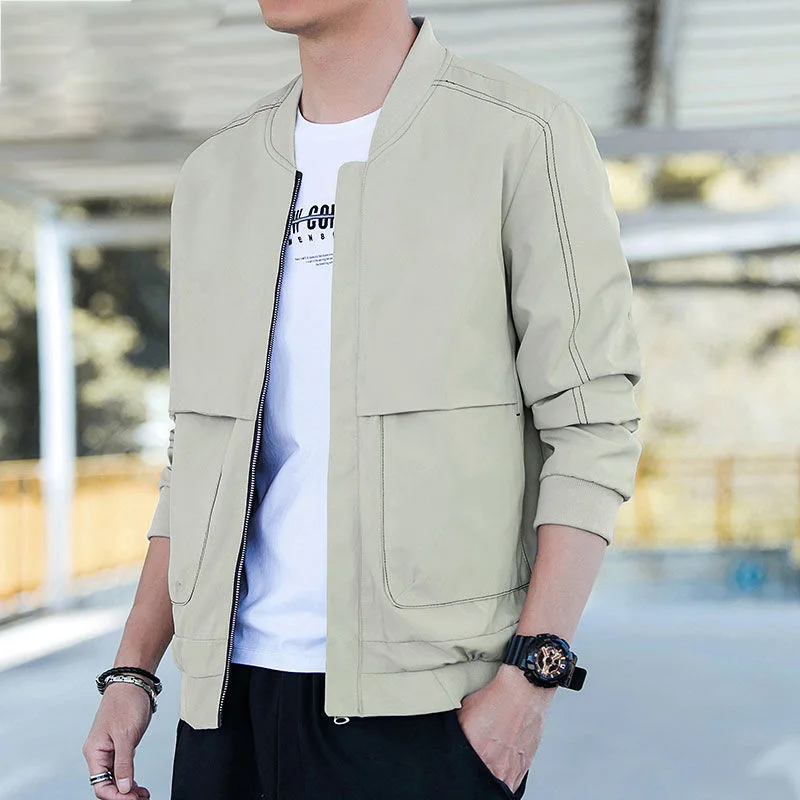 Large Size Men's Jacket Solid With Pocket O-neck Long Sleeve Casual Fashion Spring Autumn Loose M-5XL Quality Male Coat 
Large Size Men's Jacket Solid With Pocket O-neck Long Sleeve Casual Fashion Spring Autumn Loose M-5XL Quality Male Coat