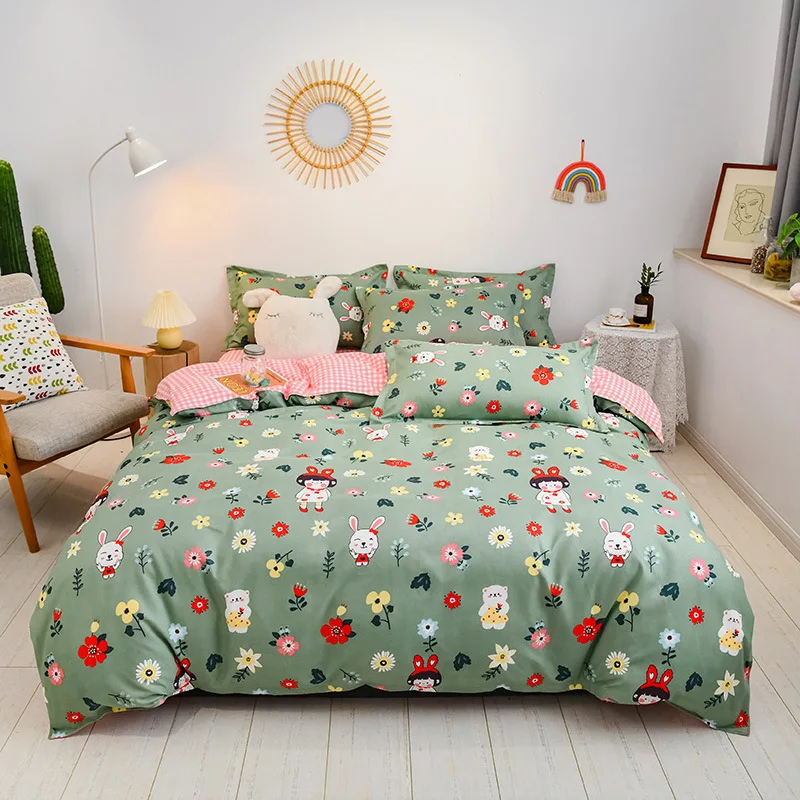 3/4 Pieces Duvet Cover Set Green Cartoon Girl And Rabbit Pattern Bedclothes Include Bed Sheet Pillowcase Comforter Cover
3/4 Pieces Duvet Cover Set Green Cartoon Girl And Rabbit Pattern Bedclothes Include Bed Sheet Pillowcase Comforter Cover