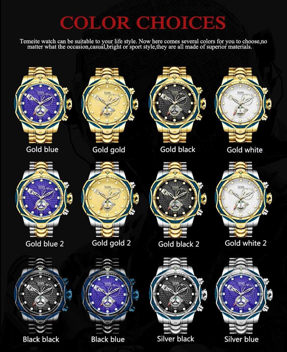 Мужские кварцевые часы с подсветкой цвет в ассортименте