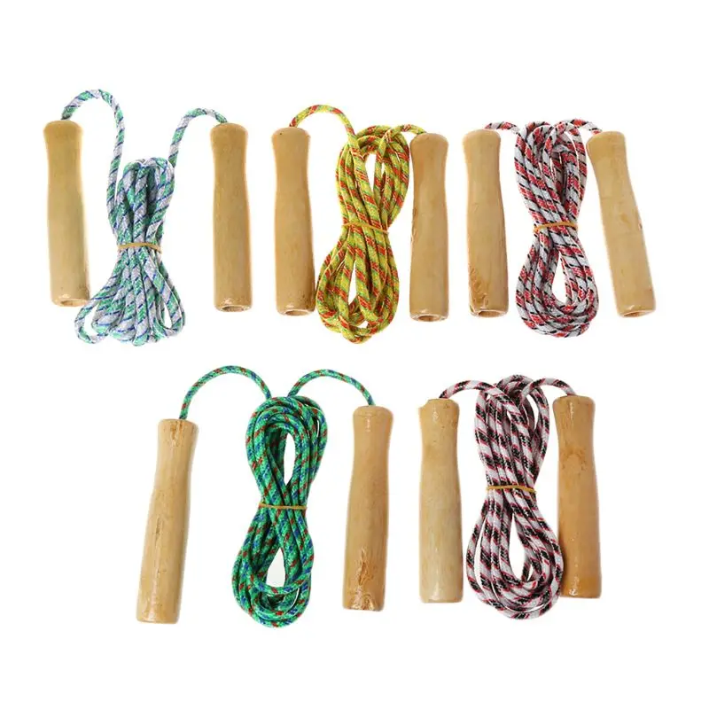

Hot 2m Wooden Handle Jumping Rope Kid Fitness Equipment Practice Speed Skipping 87HF