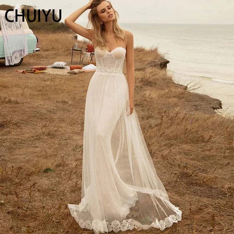 HERBURNL Elegant White Simple Illusion Strapless Beach Wedding Gowns Dresses Chiffon Long Sleeveless Stylish Fashion For Women
HERBURNL Elegant White Simple Illusion Strapless Beach Wedding Gowns Dresses Chiffon Long Sleeveless Stylish Fashion For Women