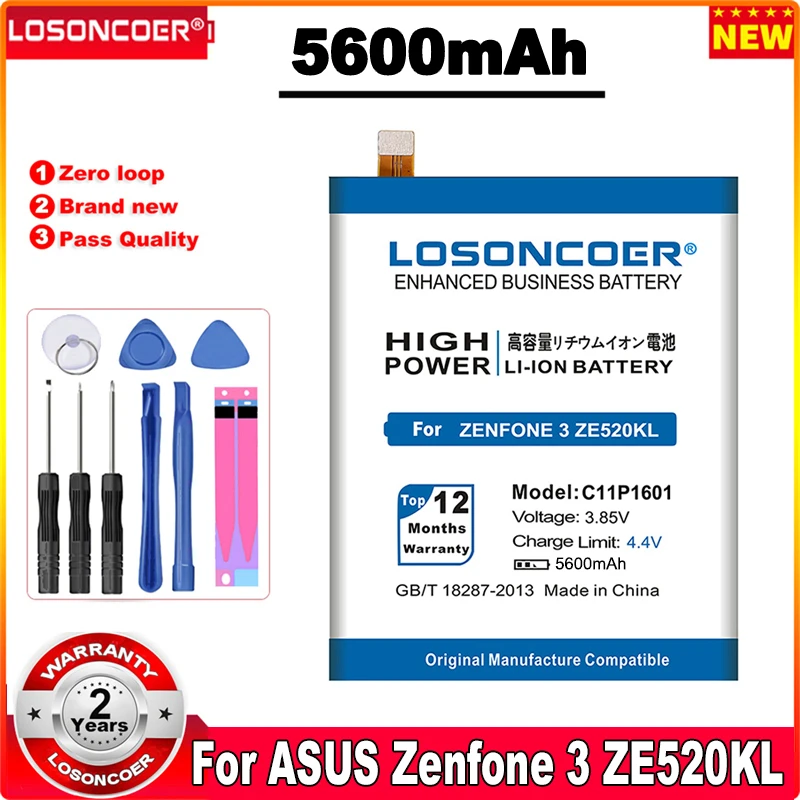 Аккумулятор LOSONCOER C11P1601 5600 мА · ч для ASUS ZENFONE 3 ZENFONE3 ZE520KL Z017DA ZenFone live ZB501KL A007 |