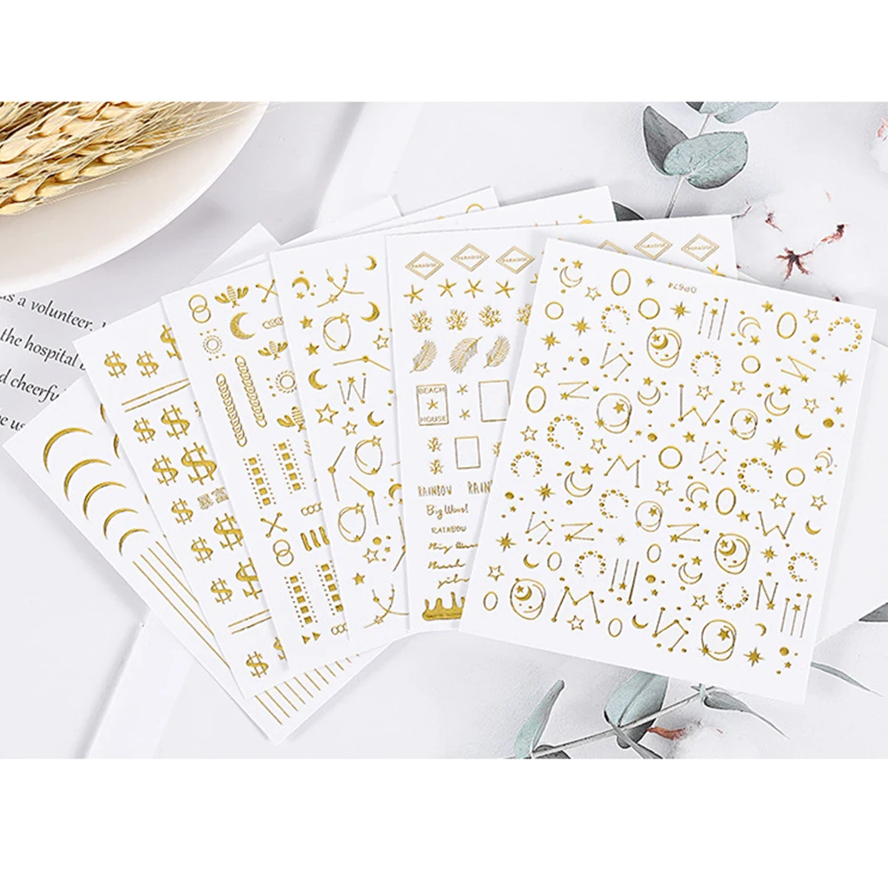 6Sheet Nail Sticker 3D Golden Star-Moon Style Self-adhesive Nail Sticker Tips With Back Glue Sticker Nail Art Accessories Decals
6Sheet Nail Sticker 3D Golden Star-Moon Style Self-adhesive Nail Sticker Tips With Back Glue Sticker Nail Art Accessories Decals