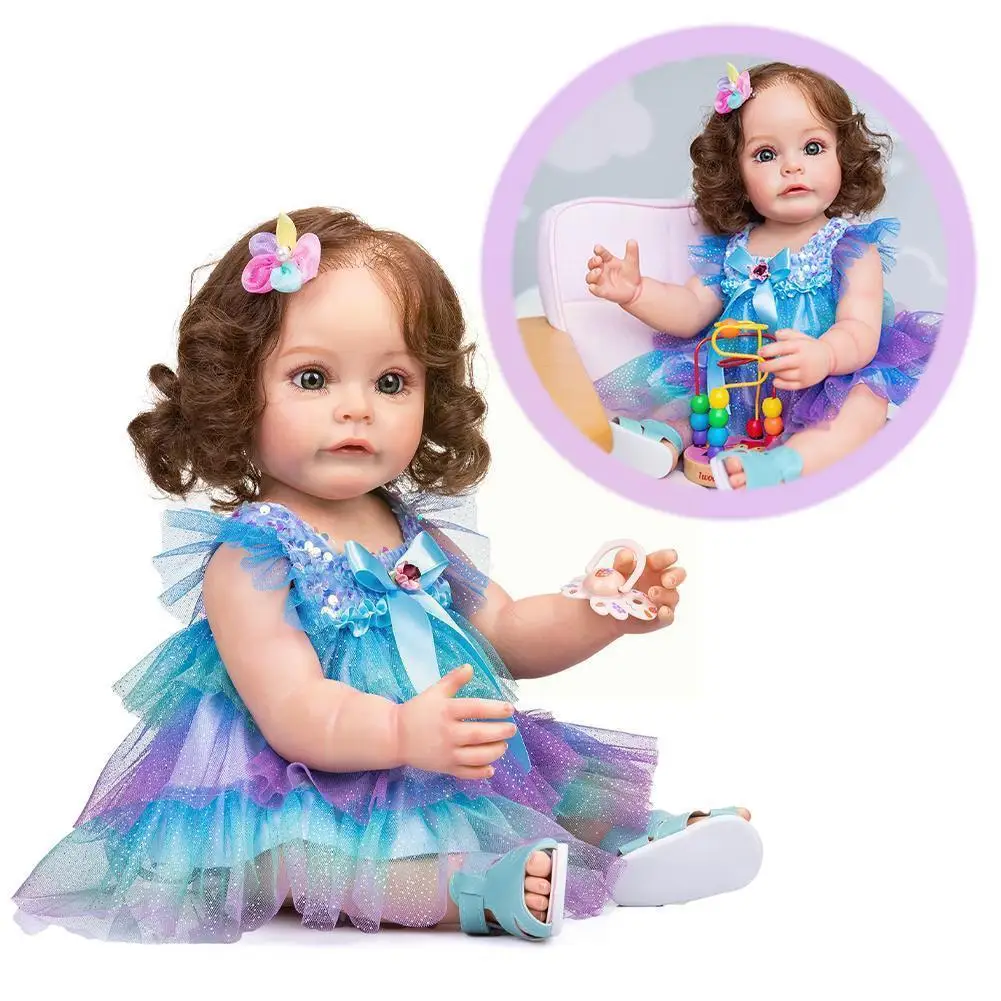 

Npk 55cm Reborn Toddler Girl Sue-sue Full Body Silicone Princess Hand-detailed Paiting Rooted Hair Waterproof Toy For Girls V6i2