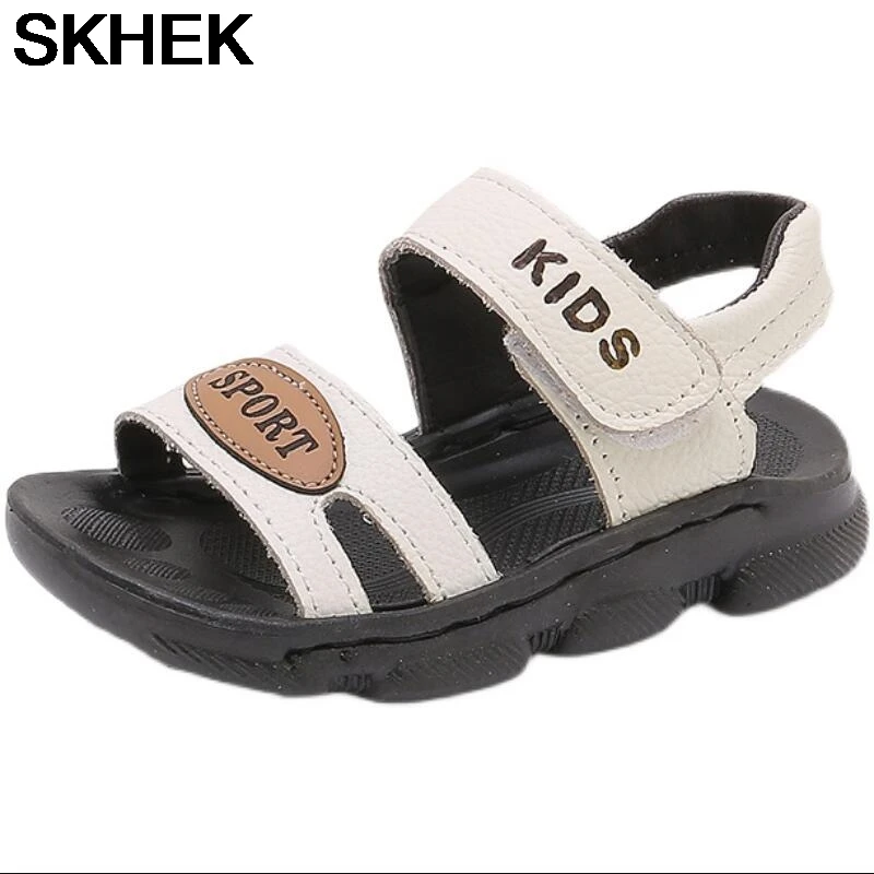 

SKHEK Summer Leather Baby Sandals Solid Color Baby Boy Sandals Rubber Sole Anti-slip Boys Girls Sandals Toddler Baby Shoes Beach