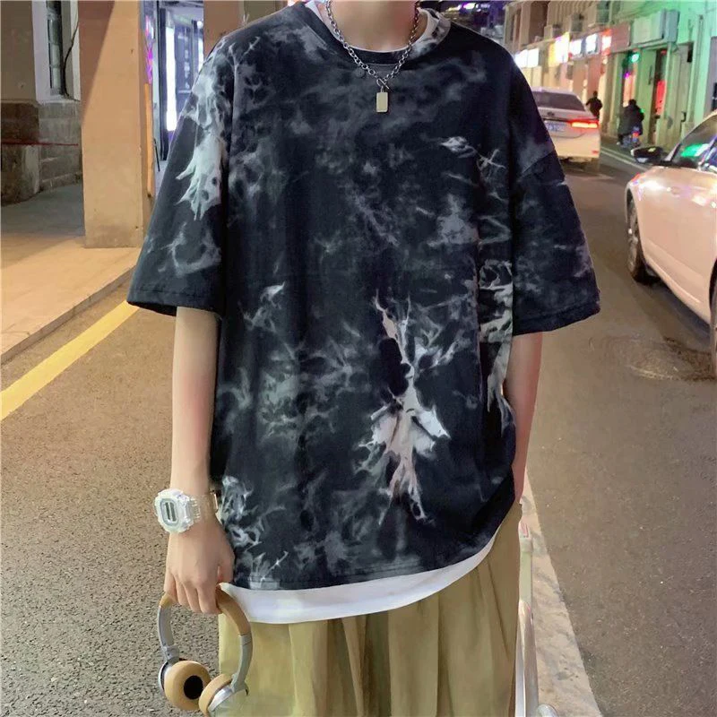 Summer Cotton Short Sleeve Men Tshirts Trend Branded Tie Dye Print Harajuku Korean Style Clothing Oversized Punk Streetwear Tops
Summer Cotton Short Sleeve Men Tshirts Trend Branded Tie Dye Print Harajuku Korean Style Clothing Oversized Punk Streetwear Tops