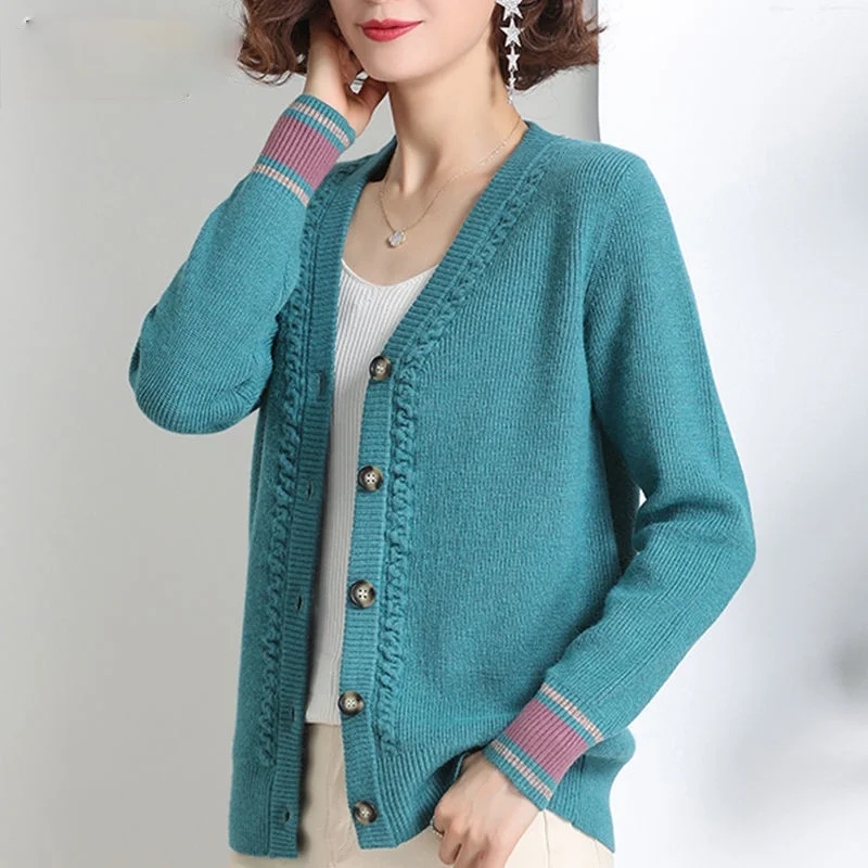 Women 2021 Spring Autumn Fashion Buttons Loose Knit Cardigan Sweater Female Vintage Long Sleeve Pockets Outerwear Chic Tops C171
Women 2021 Spring Autumn Fashion Buttons Loose Knit Cardigan Sweater Female Vintage Long Sleeve Pockets Outerwear Chic Tops C171