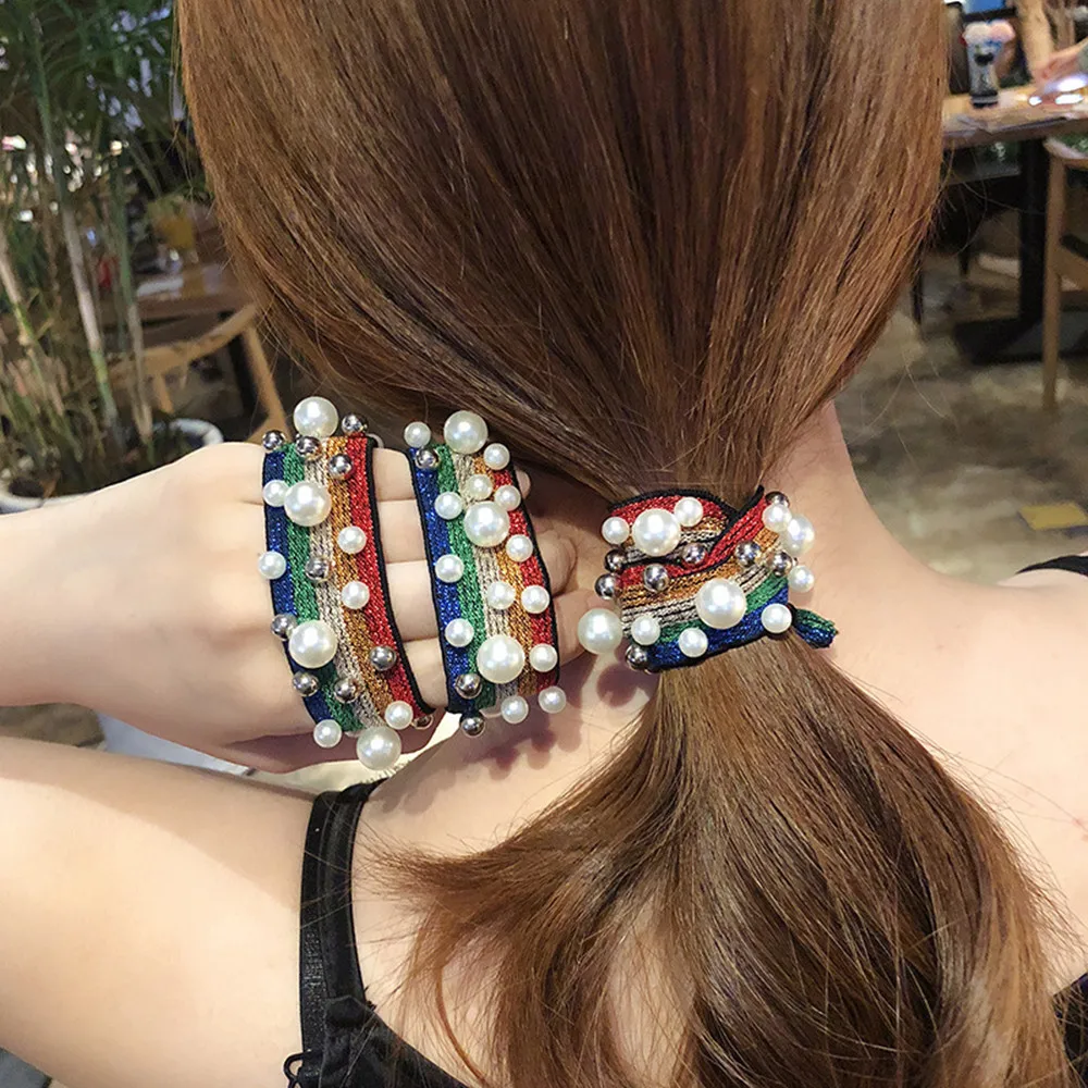 Fashion Rainbow Knotted Beaded Pearl Hair Rope Hair Decoration for Girl Elastic Tie Hair Ornaments Elastic Rubber Band Hair Loop
Fashion Rainbow Knotted Beaded Pearl Hair Rope Hair Decoration for Girl Elastic Tie Hair Ornaments Elastic Rubber Band Hair Loop