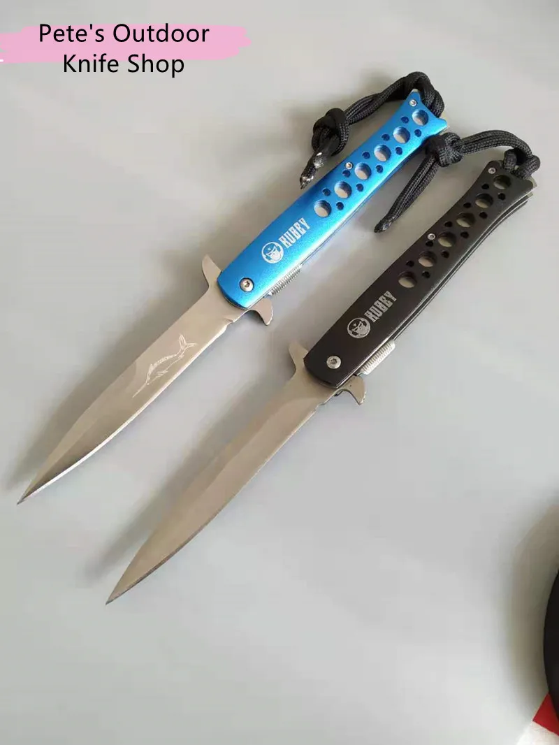 RUIMEI Blue And Black Small Swordfish Folding Knife, 0222 Aluminum Handle Quick Opening Little Knife Mountaineering Fishing Gift
RUIMEI Blue And Black Small Swordfish Folding Knife, 0222 Aluminum Handle Quick Opening Little Knife Mountaineering Fishing Gift