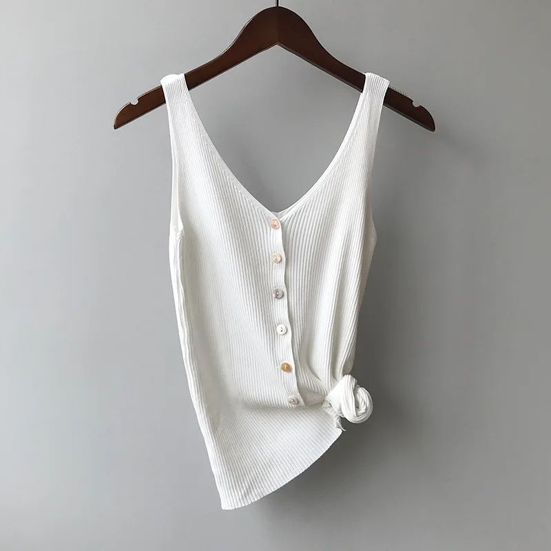 Summer White Sweet Cute Elastic Stretch Slim Knit Tank Top Girls Sleeveless Knitwear Sexy V-neck Camisole Striped Women Cami Top
Summer White Sweet Cute Elastic Stretch Slim Knit Tank Top Girls Sleeveless Knitwear Sexy V-neck Camisole Striped Women Cami Top