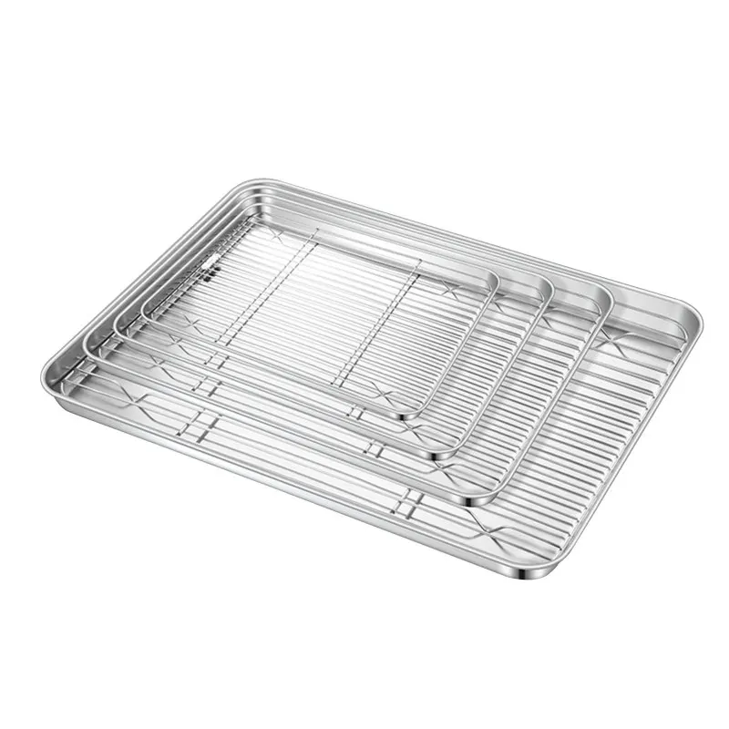 Stainless Steel Baking Tray with Removable Cooling Rack Set Non-stick Chips Basket Baking Dish Grill Mesh Kitchen Tool BBQ Tray
Stainless Steel Baking Tray with Removable Cooling Rack Set Non-stick Chips Basket Baking Dish Grill Mesh Kitchen Tool BBQ Tray