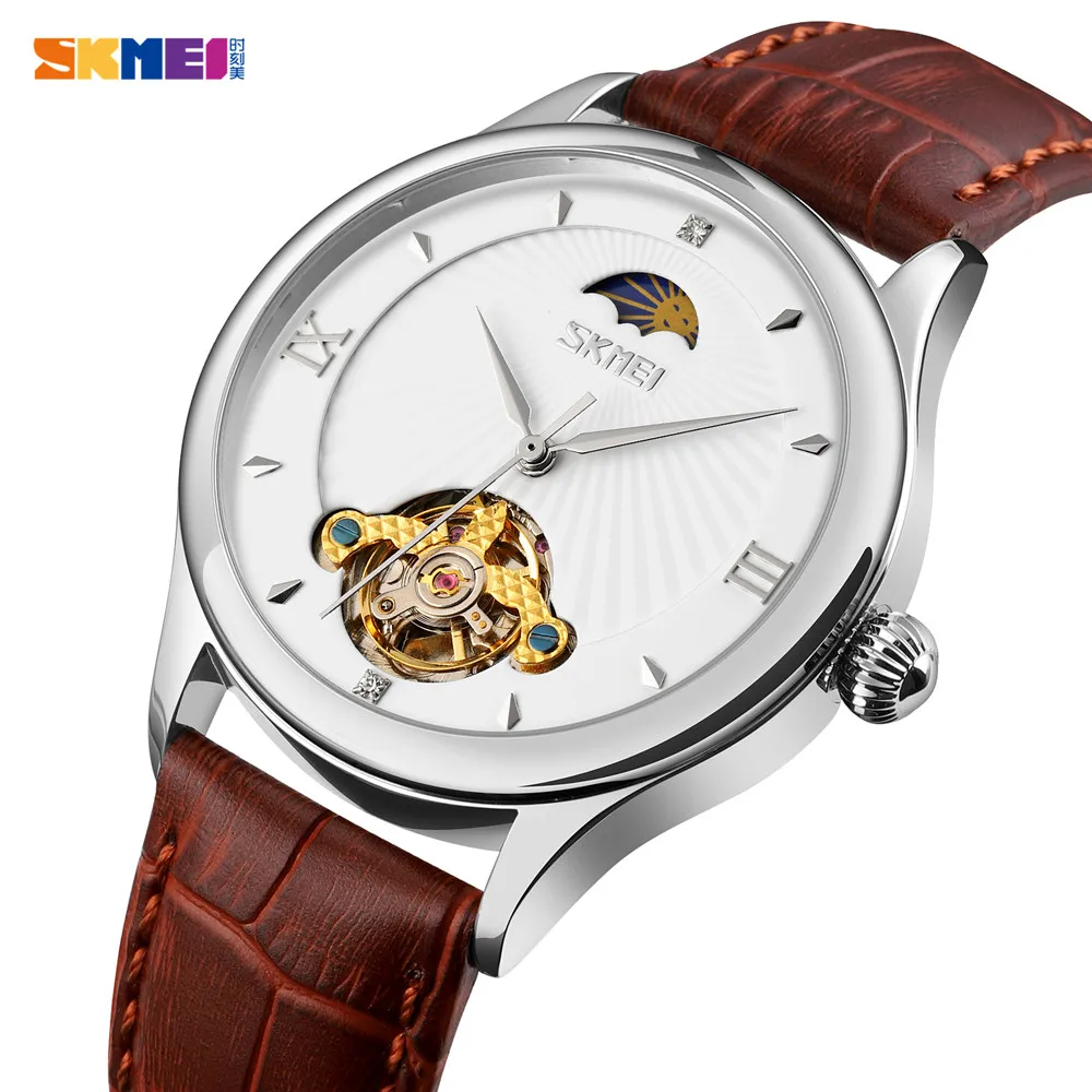 

skmei casual mechanical men watches waterproof moon phase tourbillon automatic male wristwatch clock relojes para hombre 9251